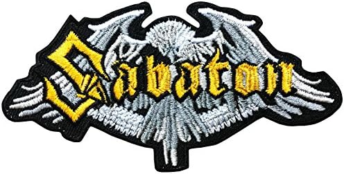Sabaton White &amp; Yellow Embroidered Badge Patch Sew-on or Iron-on 10cm x 5cm