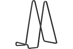 DIDUDIDU Supporto Cavalletto Espositore Porta Piatti - Supporti Piatti da Esposizione Grande - Cavalletti per Tavolo - Espositori Ferro per Piatto Decorativo | Cornice Foto | Libri - Nero - 2 pezzi - 25 cm