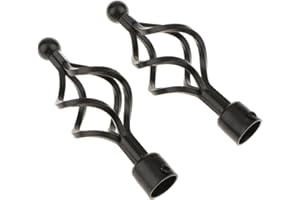 rockible Set von 2 dekorativen Endkappen für Gardinenstangen - Elegante Abschlüsse für Vorhangstangen, Typ 2 - Schwarz