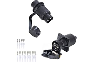 Feuunly Enchufe Remolque 3 Pines Y Zócalo Remolque 3 Pines 12V, Conector 3 Pines Impermeable Remolque, Adaptador Enchufe Remolque Conector 3 Pines, Para Tractor Camión RV Remolque(4 Puntos De Montaje)