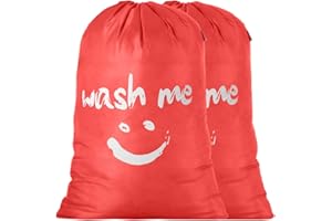 Saco para la colada plegables Set de 2 IHOMAGIC Nilón Cesto para Ropa Sucia Plegable 120L bolsa de lavanderia Viajes para Baño Con Organizador Lavandería para Cocina Dormitorio Hotel Naranja