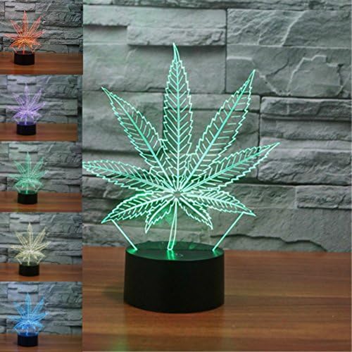 3D Maple Leaf Night Light USB Touch Switch Decor Table Desk Optical Illusion Lamps 7 Color Changing Lights LED Table Lamp Xmas Home Love Brithday Children Kids Decor Toy Gift