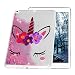 Produktbild iPad 2018 2017 (9,7 Zoll) / iPad Air Air2 Hülle Glitzer Flüssige Wasserfall Case Tablett Tasche Cover Silikon Soft Schutzhülle Skin Deckel Schale Bumper Muster Mädchen Tablethülle-Einhorn Triceratops