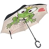 ALAZA Rana Corona Kiss Love corazón Puede Doble Capa Resistente al Viento Reverse Paraguas