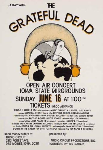 The Grateful Dead 1974 - Aluminium Wall Art 15 x 20cms