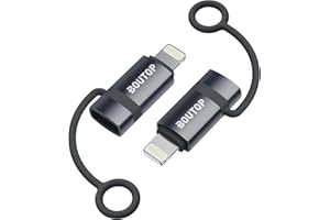 BOUTOP 2 Stück 36W USB C auf Lightning Adapter [Apple MFi Zertifiziert] für Schnelles Laden und Datenübertragung,mit Anti-Verlust-Seil für iPhone 14 13 Pro Max,iPad Air 4/Mini 5,iPod-Dunkelgrau