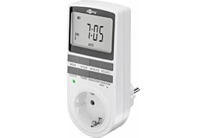 goobay 64900 Minuterie Prise numérique / 10 programmes Quotidiens/Mode aléatoire antivol/Grand écran/programmable / 3680 W à 230 V (AC) et 16 A, Blanc (Version Allemande)