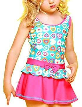 Perfashion Mädchen Badeanzug Einteiler Bowknot Drucken Kleid Badeanzug