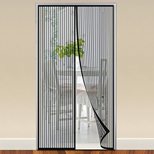 Cortina Mosquitera Magnética para Puertas, Otumixx Mosquitera Puerta Magnetica 110x220cm Cierre automático y Magnética fuerte y Instalación fácil Mosquitera Magnética para Sala de Estar Balcón, Negro
