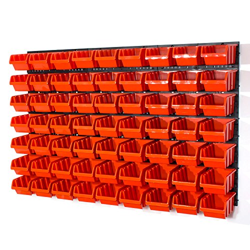 69 teiliges Wandregal Lagerregal Stapelboxen Wandplatten Orange POP Serie Gr. 3 Lager
