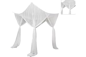 EIMSOAH Square Bed Canopy, White Net, Polyester Effektivt Skydd 4 Corner Canopy Hållbart Elegant Gardinnät för Home