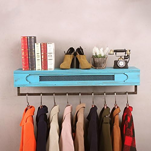 Floating Shelves Coat Racks Clothing Store Wooden Clothing Display Stand Retro Iron Wall-mounted Side-mounted Hanging Racks Shelves Racks Industrial wall frame ( Size : 80cm )