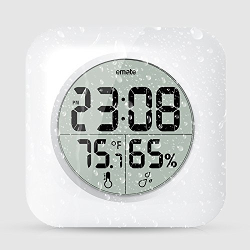 BOOMYOURS Badezimmer-Uhr mit digitalem Thermometer und Saugnapf, wasserdicht - 3