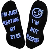 Himozoo Calzini con scritta "I'm Not Sleeping I'm Just Resting My Eyes", idea regalo per uomini, papà, marito, nonno, donne