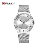 Easy Go Shopping Herrenmode-Uhr ultradünne runde Uhr einfache Digital Mesh Watch Wasserdichte Uhr (Color : 1)