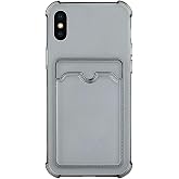 Ehr. iPhone X/XS Compatible Camera Protected Card Holder Corners Airbag Design Anti-Shock Transparent Silicone Case (Black, iPhone