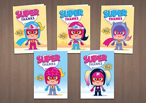 Children's Mixed Girl's Thank You Cards - Super Heroes x 20 Pack