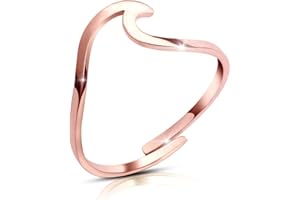 GD GOOD.designs Anillo Wave para señoras - Impermeable - Anillo de acero inoxidable ajustable I Anillo Wave en Oro - Plata u Oro Rosado I Incluye caja de regalo
