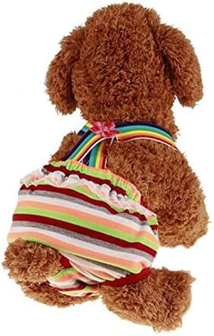 Crasy Shop Reusable Female Pet Dog Hygiene Diaper Underwear Tighten Strap Dog Physiological Sanitary Pants for Small Medium Dogs Puppies (Random Color, 1 PC) (S)