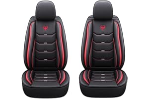 Car Passion 2 Coprisedile Auto Universale Sportivo Qualità Superiore in Ecopelle Anteriore con Poggiatesta Compatibile con Airbag Laterale Protezione Sedile Look Dinamico (2 Coprisedili Rosso)