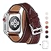 Price comparison product image WFEAGL Strap Compatible for iWatch Strap, Top Grain Leather Band Replacement Strap with for iWatch Series 4,Series 3,Series 2,Series 1,Sport, Edition (38mm 40mm, WineDoubleTour Band+Silver Buckle)