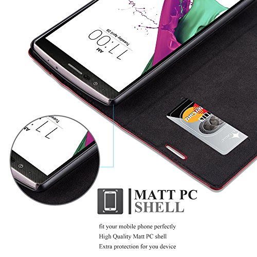 LG G4 Funda Estilo Libro de Cuero Sint  tico en ROJO MANZANA de Cadorabo  Dise  o IM  N INVISIBLE      Cubierta Protectora con Cierre Magn  tico  Tarjetero y Funci  n de Suporte     Protecci  n Carcasa Caja Etui Case Cover
