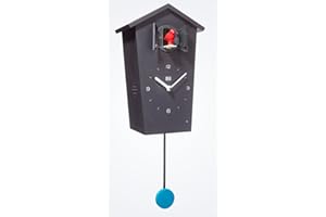 KOOKOO Birdhouse Black, Modern Design Cuckoo Clock with 12 Natural Bird Voices or Cuckoo Call