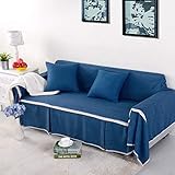 Nombre: Cubierta del sofá ChaRLes 2 Plazas Lmitation Lino Tela Sofá Silla Cubre Color Sólido Decoraciones Del Hogar Para La Sala De Estar - Azul Oscuro