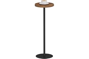 TUTOTAK Tall Round Side Table, Small End Table, Drink Table, Pedestal Side Table, livingroom, Brown TB01BB065EU