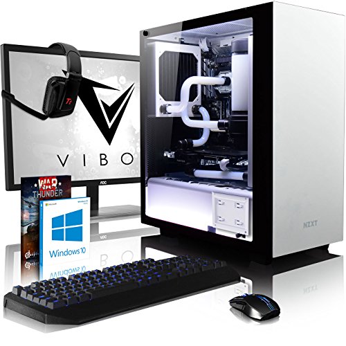 VIBOX Hardline GL580T-49 Komplett-PC Paket Gaming PC - 4,2GHz Intel i5 Quad Core CPU, GTX 1080 Ti, leistungsfähig, Wassergekühlter Desktop Gamer Computer mit Spielgutschein, 28" 4K Monitor, Gamer Tastatur & Mouse, Windows 10, Weiß Innenbeleuchtung, lebenslange Garantie* (3,8GHz (4,2GHz Turbo) Intel i5 7600K Kabylake Quad 4-Core Prozessor CPU, Nvidia GeForce GTX 1080 Ti 11GB Grafikkarte, 16GB Crucial Ballistix 2400MHz RAM, 240GB SSD, 2TB Festplatte, Gewohnheit Wasserkühlung, NZXT Gehäuse)