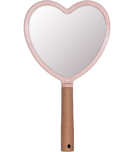 Hosh 2x Tragbarer Make-up-Spiegel Mit Griff – Metall-Spiegel In Pink/Lila – Für Zuhause & Unterwegs