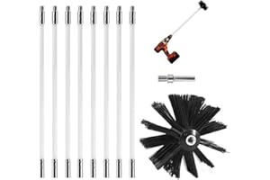 EBKCQ Kaminbürste, Ofenrohrbürste, Kaminbesen Schornsteinbesen Kunststoff, Kaminbürste Stange Set mit 8 Flexible Stangen 410mm und 1 Bürstenkopf, Trockenrohr Reinigungsbürste für Schornstein Ofenrohre