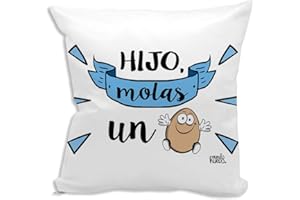 mundohuevo Cojin Decorativo, Original y Personalizado Hijos Incluye Relleno. Hijo molas un Huevo. 42,5 X 42,5 cm. Cojines con Agradable Tacto de Algodon.