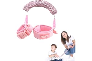 TONJIN Anti Lost Belt/Locked Anti-Lost Child Safety Wrist Link, 360 Degree Rotating Joint Reflective Children Wrist Reins Safety Adjustable 1.5M Toddler Wrist Strap for Walking(Pink)