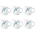 Larah By Borosil - Mimosa Opalware Cup Set, 6-Pieces, White