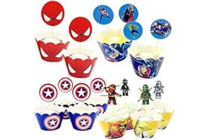 MIZT 48 Set Supereroe Cupcake Decorazioni, Decorazioni League of Legends per Cupcakes per Muffin e Cupcake Feste di Compleanno Decorazioni per Bambini Ragazzi e Ragazze
