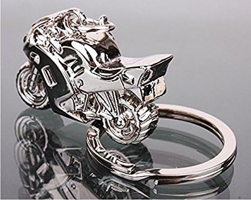 Kelaina Cool Motorcycle Pendant Charm Key Chain Fob Ring (Silver)