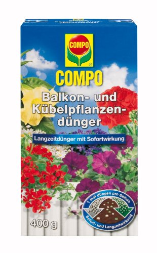 COMPO Balkon- und Kübelpflanzendünger, Blumendünger mit Sofort- und Langzeitwirkung für eine üppige, langanhaltende Blütenpracht, 400 g