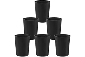 Cetomo 7.2L*6 Papelera de Basura de Plástico, Bote de Basura, Papeleras Pequeñas, Papelera Para Dormitorio, Canasto de Basura Redondo Minimalista, Empilables, Mate, PP, Negro, 7.2L-6 Unidades