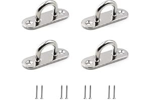 FIBOUND Heavy Duty Pad Eye Plate,304 Stainless Steel Hammock Hooks, Ceiling Hooks Heavy Duty, Oblong Eye Pad Plate with Screw,for Indoor Outdoor Swing Suspension Chairs Hammock