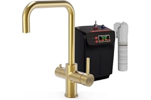 AQUA I 3 in 1 Instant Boiling Hot Water Dispenser Kitchen Sink Mixer Tap with Tank & Filter - Brushed Brass