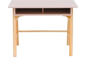 Rebecca Mobili Escritorio para Habitación Infantil, Mesa de Juego para Niños, Rosa Marrón, MDF Pino, con Compartimento de Almacenaje, para Lectura - Dimensiones AxAnxFon: 70 x 90 x 50 cm - Art. RE7135