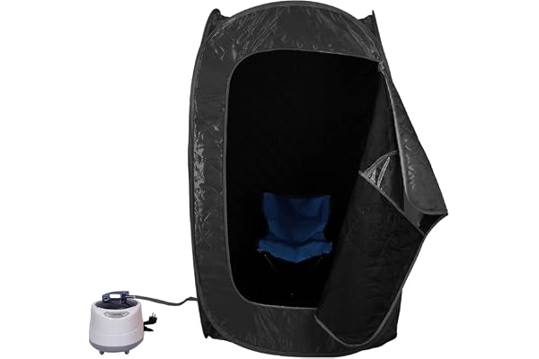 Sauna à Vapeur et Cabine 2L 1000W Tente de Sauna Portable Pliable Isolante à Quatre Couches et Générateur de Vapeur de Sauna pour Bain de Sauna, Détoxification, Thérapie Corporelle(noir)
