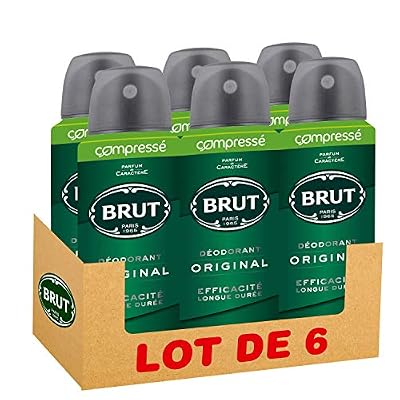 Brut Déodorant Homme Spray Compressé Original, Spray de 100ml (Lot de 6x100ml)