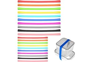 Keboyoe 20 Stück 10 Farben Silikon Gummibänder Verpackung Kreuzbänder Gummibänder Breit 10mm Bunte Elastisch Silikon Kreuzbänder für Bücher,Taschen Verpackungen,Küchenutensilien(Zwei Größen)