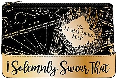 NJ SCREENPRINTS Harry Potter Culture Bag Map of the Marauders Map Map 18x14x7cm black gold glossy
