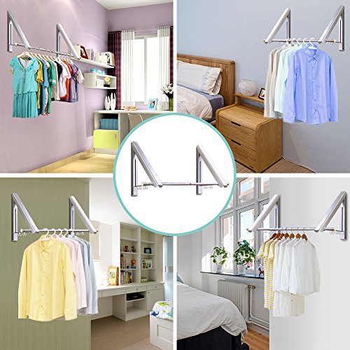 PUNICOK Kleiderhaken Klappbarer Kleiderhaken Wand-Garderobenhaken Garderobenhaken Wandhaken, Silber für Wohnzimmer, Bad, Schlafzimmer, Büro, Silber - 3