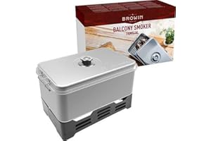 ‎BROWIN BROWIN® Edelstahl Tischräucher-Set mit Thermometer 330006 | rostfrei | Tischräucherofen | Fisch & mehr Grillen und Räuchern | Camping-Zubehör