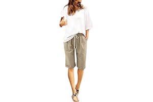 SONNENA Short Cargo Femme Et RandonnéE Outdoor Loisir Short Court à Taille élastique avec Poches Bermudas Pantalon Court Chic Couleur Unie Short d'été Grande Taille Yoga Jogging Short