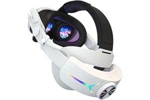 JUNERAIN Quest 3 Sangle de tête,Remplacement pour Meta Quest 3 Elit.e Courroie de tête avec Batterie Rechargeable 8000mAh,RGB VR Lunettes Bandeau Ajustable pour réduisant la Pression du Visage